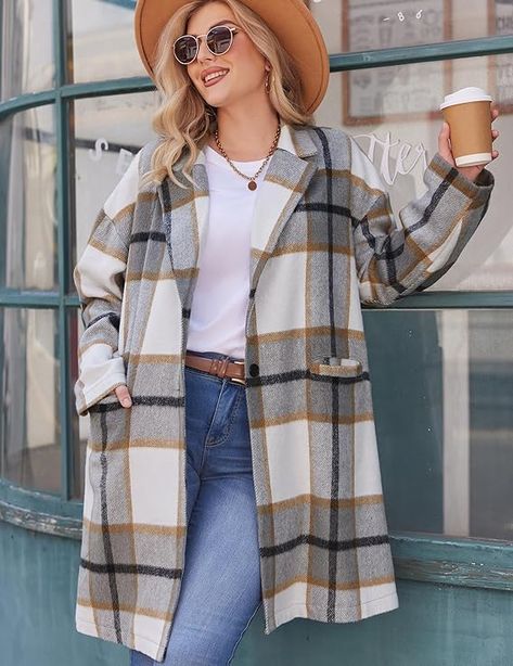 Features:Plus size plaid jacket for women/Button down shacket jackets for women/Winter coats for women 2023/Lapel collar flannel shirts for women/Color block outerwear for women/Casual jackets with pockets/Long trench coat for women/Tartan jackets for women Plus Size Shacket, Coats For Women 2023, Flannel Shirts For Women, Jackets For Women Winter, Plus Size Flannel, Lapel Collar Coat, Boyfriend Plaid Shirt, Winter Coats For Women, Plaid Shacket