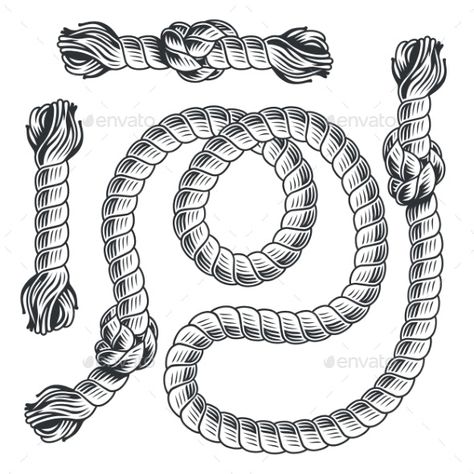 Rope Border Drawing, Rope Tattoo For Men, Corda Tattoo, Rope Knot Drawing, Rope Tattoo Design, Salmon Tattoo, Rope Image, Shark Tooth Tattoo, Wood Snake