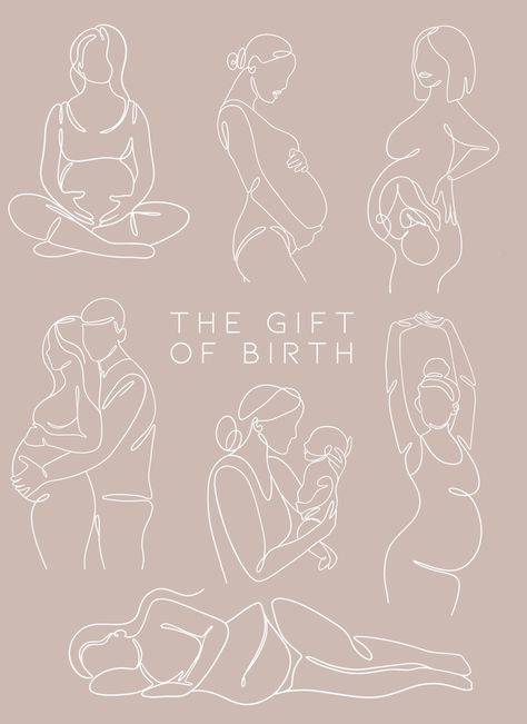 Pregnant Mother Drawing, Doula Illustration, Pregnant Doodle, Baby In Womb Drawing, Giving Birth Art, Pregnancy Art Drawing, Midwife Illustration, Birth Drawing, Maternity Illustration