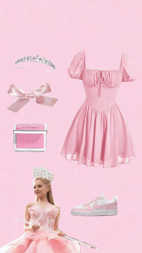 #glinda #wicked #movies #outifitinspo Wicked Outfit Ideas Glenda, Galinda Wicked Costume, Wicked Inspired Outfits Glinda, Glinda Outfit Wicked, Wicked Movie Outfit Ideas, Glinda Inspired Outfit, Glinda Core, Ariana Glinda, Cardboard Boat Race