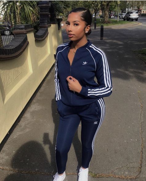 KHAYANDERSON Adidas Tracksuit Women, Tracksuit Outfit Women, Adidas Outfits, Space Channel, Track Suits Women, Gangsta Girl Style, Adidas Outfit Women, Tracksuit Outfit, Football Game Outfit