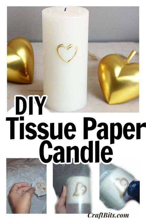 Tissue Paper Candle — CraftBits.com Tissue Paper Candles, Daffodil Wreath, Candle Making Tutorial, Frugal Wedding, Making Candles Diy, Paper Candle, Candles Diy, Candle Crafts Diy, Rainy Day Crafts