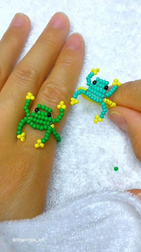 Make a frog ring#ring #gift #diy #easydiy #handmade #handcraft #tutorial #beadsjewelry#knitting #seedbeads #facebook #reels #viral #video #shorts #art | Fingertips Art | Fingertips Art · Original audio Frog Tongue, Frog Ring, Ring Tutorial, Gift Diy, A Frog, Diy Rings, Wire Rings, Viral Video, Facebook Reels