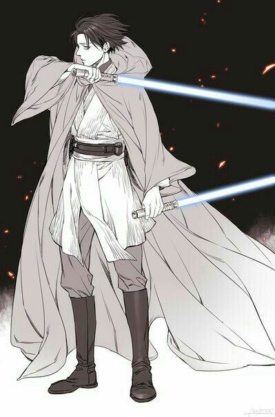 SNK X Star wars Grey Jedi, Jedi Art, Star Wars Light, Star Wars Characters Pictures, Captain Levi, Star Wars Concept Art, Star Wars Outfits, Star Wars Rpg, Attack On Titan Levi