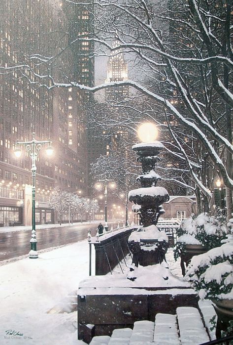 New York Noel, Nyc Art Print, Winter In New York, Snow Place, Snow Light, Vintage Nyc, Nyc Christmas, Winter City, Snow Pictures