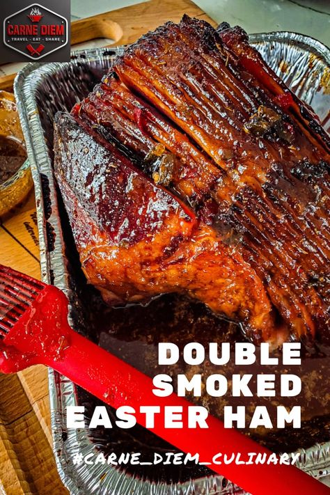 Spiral Ham On Smoker, Smoked Spiral Ham On Pellet Grill, Ham On The Smoker, Smoked Boneless Ham, Smoked Ham Recipes, Smoked Spiral Ham, Fruit Glaze, Smoked Ham Recipe, Easter Ham