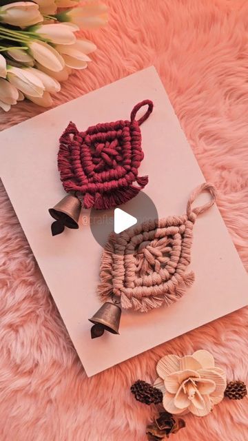 Amee's Crafts on Instagram: "For the love of knots and chimes 🧶🔔  [Macrame mini hanging, macrame bell charms]" Macrame Bell Ornament, Macrame Bell, Macrame Mini, Macrame Knots Pattern, Mini Macrame, Car Hanging, Strung Beads, Bell Ornaments, Hanging Macrame