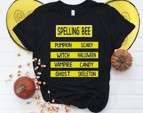 Fun and Comfortable Halloween Costumes | Teacher Halloween Costume | Spelling Bee T-Shirt Halloween Costume Halloween Costumes For Teachers, Easy Last Minute Halloween Costumes, Costumes For Teachers, Scary Witches, Halloween Costumes Women Scary, Teacher Costume, Bee Puns, Teacher Halloween Costumes, Team Costumes