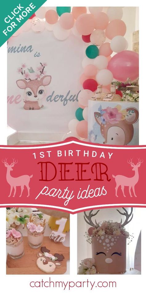 My Deer One Birthday, Deer Party Decorations, One Deer Ful Birthday Party Girl, Deer Cake Ideas, One Deer Ful Birthday Girl, One Deer Ful Birthday, Deer Themed Birthday Party, Deer Birthday Cake, 1st Birthday Foods