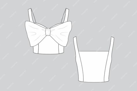 Premium Vector | Top with front bow bow blouse bow top cropped fashion technical drawing Tops Designs Drawing, Top Sketches Fashion Illustrations, Crop Top Technical Drawing, Blouses Drawing, Top Design Drawing, Crop Top Flat Sketch, Crop Top Sketch, Top Technical Drawing, Crop Top Drawing