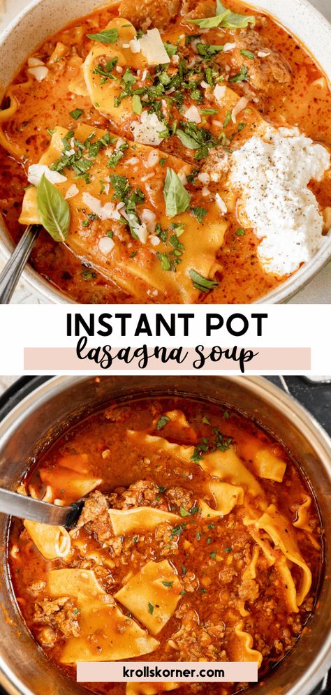 Instant Pot Lasagna Soup, Different Types Of Cheese, Instant Pot Lasagna, Lasagna Soup Recipe, Instant Pot Pasta Recipe, Pot Lasagna, Instant Pot Soup Recipes, Best Instant Pot Recipe, Lasagna Soup