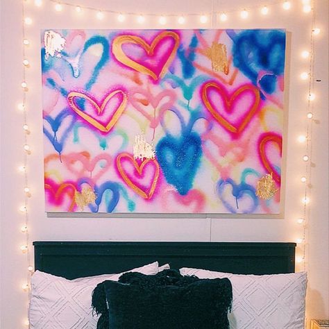 ✨NEW NEW NEW✨

An absolute MUST HAVE!!💗💗💗

This massive, spray-painted canvas presents a HUGE statement for any space! The imperfection of a spray-painted canvas provides so much character in their piece! Gold, gold, & more gold accents are presented all throughout this piece! To say I’m in love with this heart canvas would definitely be an understatement! Sorority Paintings, Preppy Paintings, Year Mood Board, Dorm Paintings, Statesboro Georgia, Artsy Decor, Big Painting, Spray Paint Canvas, Dorm Sweet Dorm