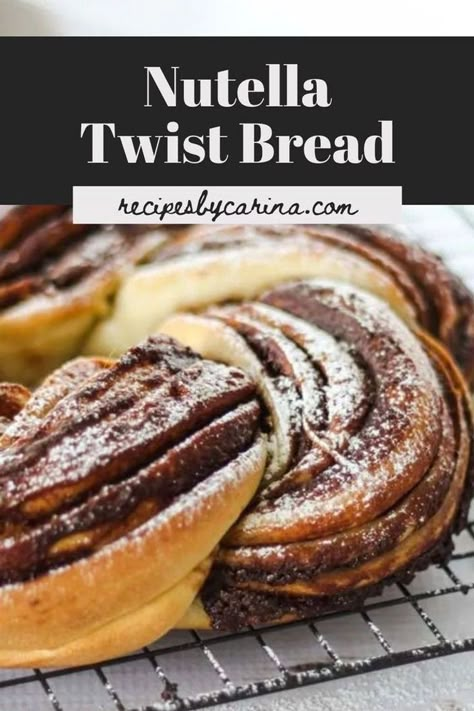 What’s more delicious than a spoonful of Nutella? Swirls of Nutella and a classic brioche dough make this beautiful Nutella Twist Bread! It’s insanely delicious, easy to make and perfect to pull apart with a group! Creative Baking Recipes, White Bread Sandwich, Twist Bread, Nutella Bread, Brioche Dough, Sandwich Loaf, Tasty Bread Recipe, Bread Sandwich, Kitchen Basics