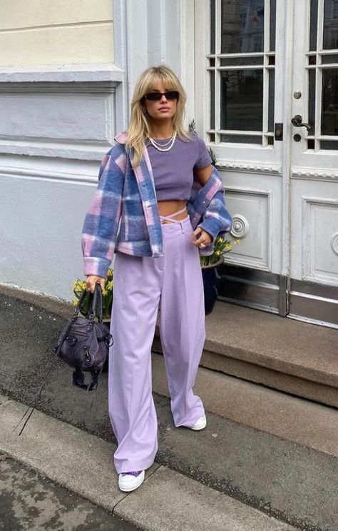 Harajuku Pants, Fashion Sweatpants, Joggers Streetwear, Purple Sweatpants, Streetwear Harajuku, Baggy Joggers, Trousers Baggy, Outfits Colorful, Knitted Pants