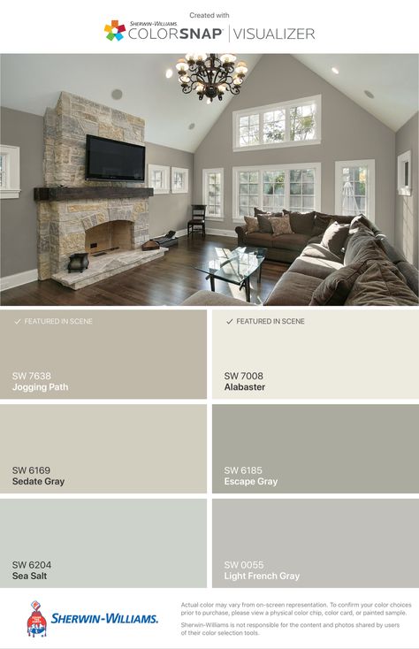 sedate gray, alabaster & sea salt Painting Trends, Paint Decor, Paint Walls, Interior Paint Colors Schemes, Taupe Paint, House Upgrades, Farmhouse Paint Colors, Farmhouse Paint, Condo Ideas