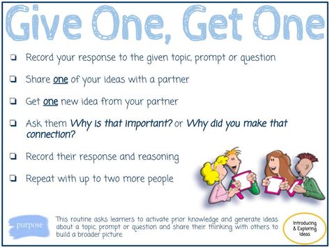 Thinking Routines Ideas, Give One Get One Strategy, Visible Thinking Routines, Discussion Strategies, Cooperative Learning Strategies, Visible Thinking, Thinking Strategies, Visible Learning, Teaching Game