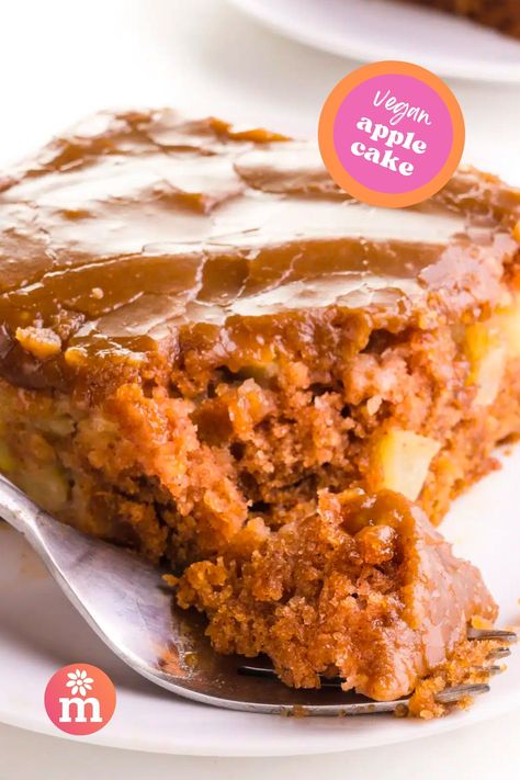 Embrace the flavors of fall with our Vegan Apple Cake! This plant-based dessert is a delicious combination of moist cake and sweet, cinnamon-spiced apples. Vegan Applesauce Cake, Apple Recipes Vegan, Vegan Apple Desserts, Vegan Apple Cake Recipe, Vegan Apple Cider Cake, Applesauce Cake Vegan, Vegan Spice Cake, Vegan Apple Coffee Cake, Vegan Apple Spice Cake