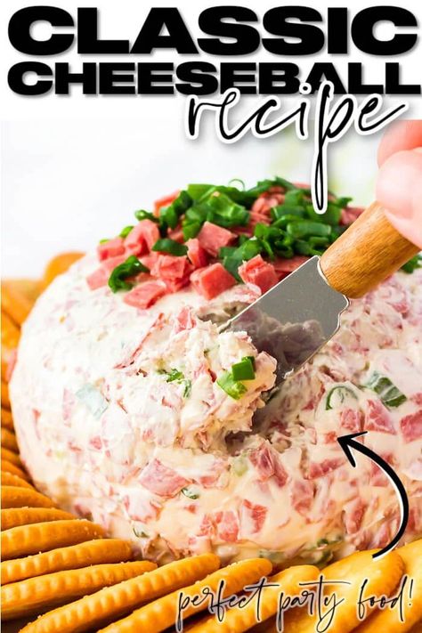 Best Cheese Ball, Classic Cheese Ball, Homemade Crackers Recipe, Savory Dips, Cream Cheese Ball, Bagel Toppings, Cheese Ball Recipe, Ball Recipes, Delicious Appetizers