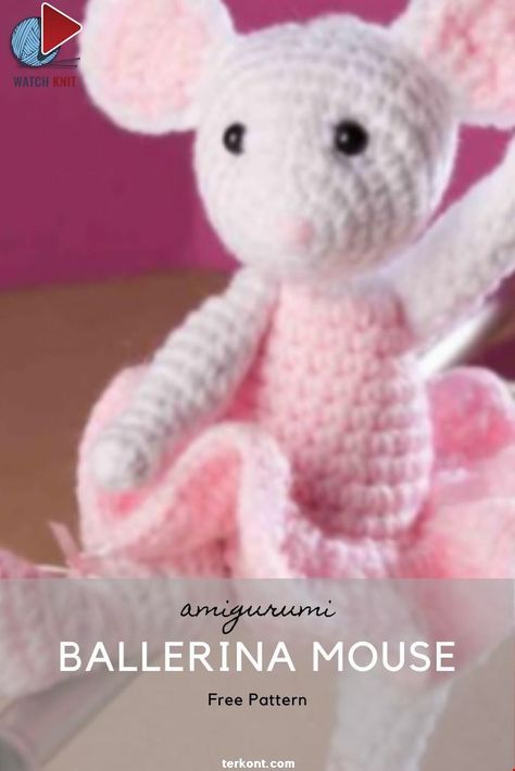 BODY Rnd 1: Beg at top of Body with white, make slip ring (see illustration), 6 sc in slip ring, pull end of y Mouse Ballerina, Crochet Ballerina, See Illustration, Ribbon Ends, Satin Stitch, Knitting Tutorial, Soft Sculpture, Tapestry Needle, Crochet Patterns Amigurumi