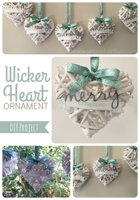 Wicker Heart Ornaments, made from a garland of woven wicker hearts from Kmart. See Wicker hearts ornament. For details visit http://simonebartrum.com/cards/diy-project-wicker-ornament/ for more info. Wicker Kitchen, Wicker Heart, Wire Jig, Wicker Dresser, Wicker Couch, Wicker Box, Christmas Crafty, Heart Christmas Ornaments, Wicker Bedroom