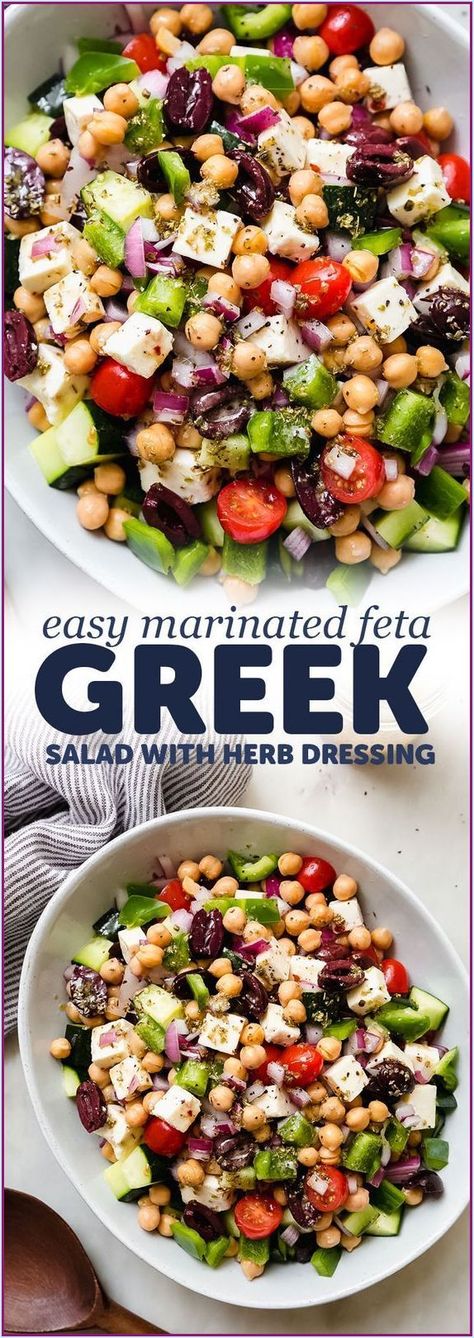 Marinated Feta, Best Greek Salad, Greek Salad Recipe, Traditional Greek Salad, Greek Salad Recipes, Feta Salad, Mediterranean Diet Recipes, Greek Salad, Healthy Salad Recipes