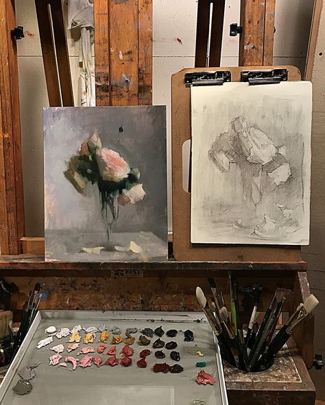 Art Studio Design, Watercolor Paintings For Beginners, Fine Art Painting Oil, The Paradise, Flower Paintings, Still Life Art, Aesthetic Painting, Rose Painting, Classical Art