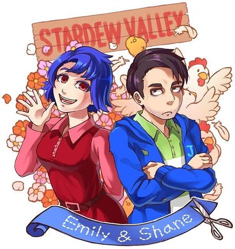 Stardew Valley art > Emily and Shane > npc marriage candidates | by talalan Fandom Style, Stardew Valley Layout, Valley Game, Stardew Valley Fanart, Rune Factory, Moomin Valley, Monster Prom, Fictional World, Game Master