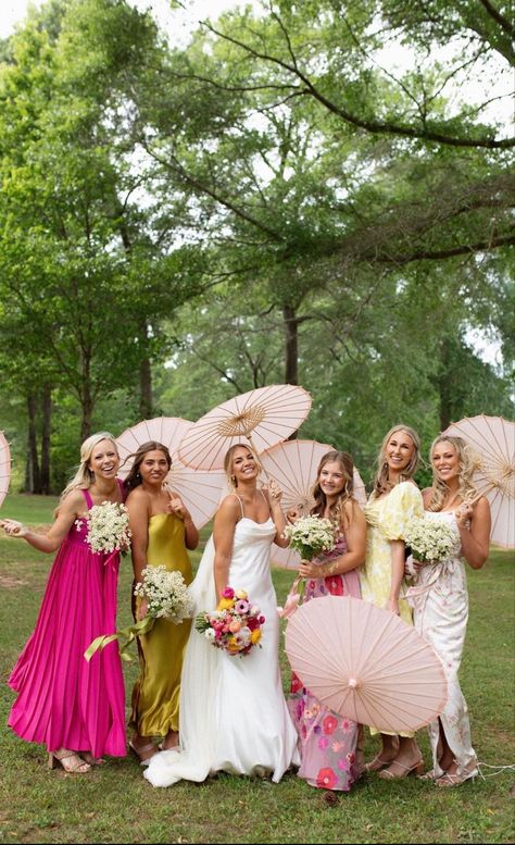 Bridesmaid Dresses Mismatched Summer, Quirky Bridesmaid Dresses, Summer Chique, Bridesmaid Dresses Mismatched, Athens Wedding, Mismatched Bridesmaid Dresses, When I Get Married, A Good Friend, I Got Married