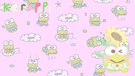 desktop wallpaper by yours truly ♡ Keroppi Desktop Wallpaper, Keroppi Wallpapers Aesthetic, Keroppi Wallpapers, Sanrio Wallpapers, Tablet Wallpapers, Iphone Layouts, Sanrio Keroppi, Wallpapers Pc, Phone Things