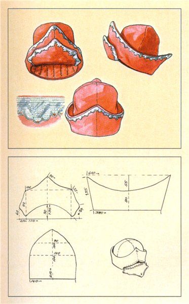 18th Century Hats, 16th Century Clothing, Baby Sewing Patterns Free, Medieval Hats, Historical Hats, Hat Patterns To Sew, Costume Sewing Patterns, Boots Patterns, Baby Sewing Patterns