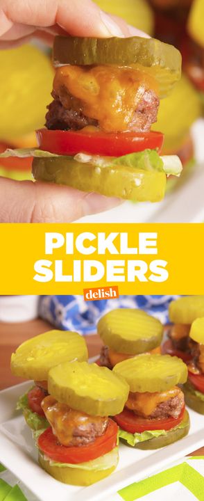 Pickle lovers, the fact that you've been living without these sliders is going to drive you insane. Get the recipe from Delish.com. Pickle Sliders, Pickle Lover, Dill Pickles, Slider Recipes, Keto Foods, Pickling Recipes, Dill Pickle, Keto Snacks, Low Carb Keto