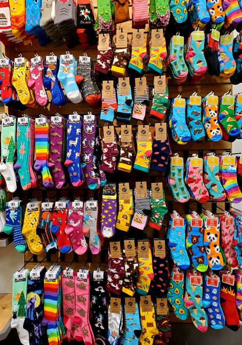 Sock Display, Sock Monster, Socks Aesthetic, Gelato Shop, Sock Outfits, Bellingham Wa, Funky Socks, Crazy Socks, Funny Socks