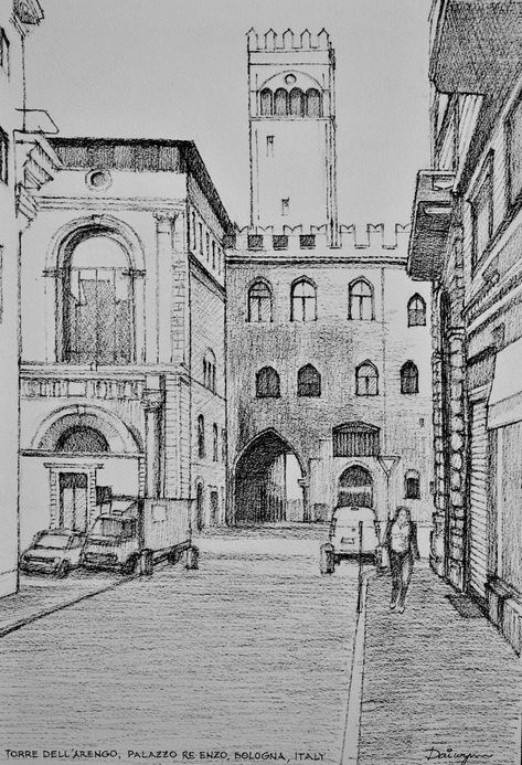 Italy Sketches, Freehand Sketch, Perspective Drawing Architecture, Italy Street, Watercolor City, Architect Drawing, Fashion Illustration Watercolor, Arches Watercolor Paper, Travel Drawing