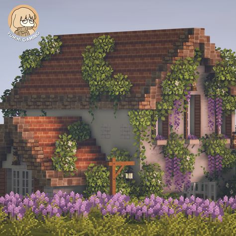 Minecraft Spring House, Lavender Minecraft House, Minecraft Lavender Field, Minecraft Meadow House, Minecraft Lavender, Minecraft Purple House, Purple Minecraft House, Minecraft Vineyard, Witch House Minecraft