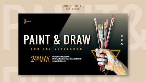 Artist Banner Design, Art Banner Design, Painter Business Card, Classroom Banner, Create A Banner, Banner Templates, Free Banner, Display Banners, Event Template