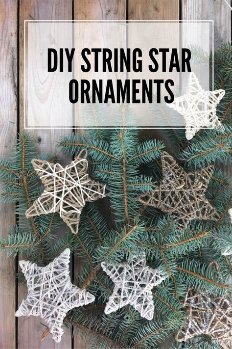 DIY String Star Ornaments Quotes Christmas, Star Ornaments, Outfit Christmas, Handmade Christmas Decorations, Christmas Ornament Crafts, Ornaments Christmas, Noel Christmas, Diy Christmas Tree, Ornament Crafts