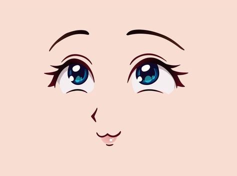 Angry Anime Face, Happy Anime, Anime Mouths, Anime Face, Big Blue Eyes, Girl Drawing Sketches, Manga Style, Hand Drawn Vector Illustrations, Drawing Expressions