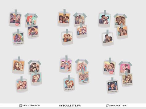 Sims 4 Cc Polaroid Pictures, Wall Decor Sims 4, Sims Poster, Sims 4 Wall Art, Sims 4 Posters Cc, Sim4 Furniture, Sims 4 Photography, Photo String, Sims 4 Clutter