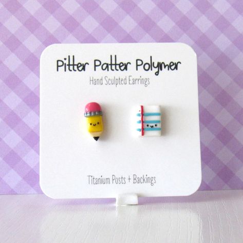 Pencil Earrings Pencil and Paper Teacher Earrings Pencil | Etsy School Earrings, Pencil Earrings, Jewelry School, Teacher Jewelry, Teacher Earrings, Meet The Teacher Template, Teachers Corner, Welcome Letters, Polymer Earrings