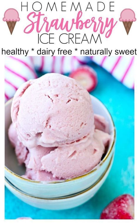 Swiss Miss Recipes, Strawberry Ice Cream Recipes, Dairy Free Strawberry Ice Cream, Veg Desserts, Vegan Strawberry Ice Cream, Dessert Strawberries, Paleo Deserts, Non Dairy Ice Cream, Homemade Strawberry Ice Cream