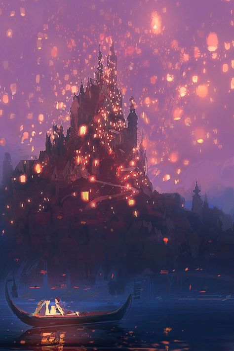 Tangled lanterns concept art Tangled Concept Art, Tangled Lanterns, Dark Academia Aesthetic Wallpaper, Academia Aesthetic Wallpaper, Dunia Disney, Tangled Wallpaper, Image Princesse Disney, Disney Paintings, Images Disney