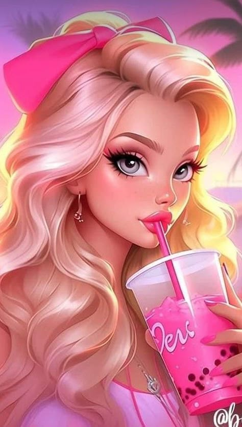 Black And Purple Wallpaper, Jelly Wallpaper, Pink Wallpaper Girly, Barbie Cartoon, Phone Wallpaper Pink, Girly Wall Art, Barbie Model, Wallpaper Girly, Girly Drawings