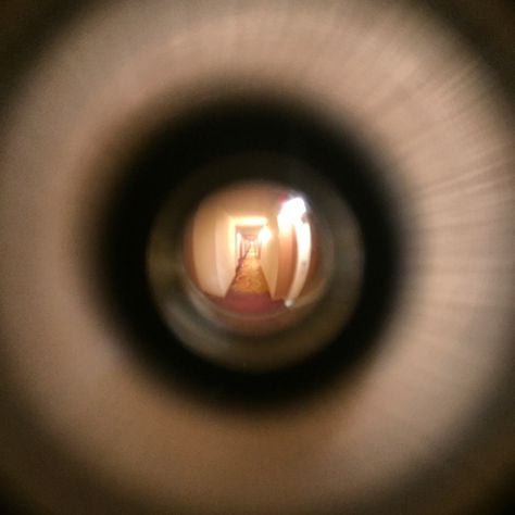 Hotel hallway through the peephole...#theshining Scary Hotel, Creepy Hotel, Scary Door, Peephole Door, Photography Room, Sleep No More, Hotel Hallway, Dnd Campaign, Nightmares Art