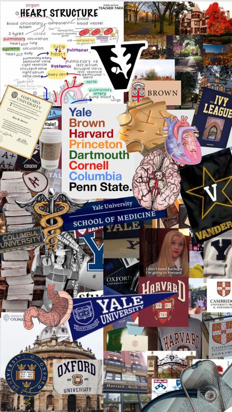 #ivyleague #yale #harvard #medical #vanderbilt University Inspiration, Heart Structure, Ivy League Universities, College Vision Board, Law School Inspiration, College Motivation, College List, Exam Motivation, Medical School Motivation