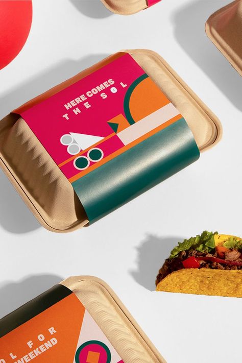 Tacos Packaging Ideas, Food Packing Box Design, Branding Inspo Graphic Design, Taco Packaging, Take Out Packaging, Restaurant Packaging, Aiga Design, Spices Packaging, Food Business Ideas