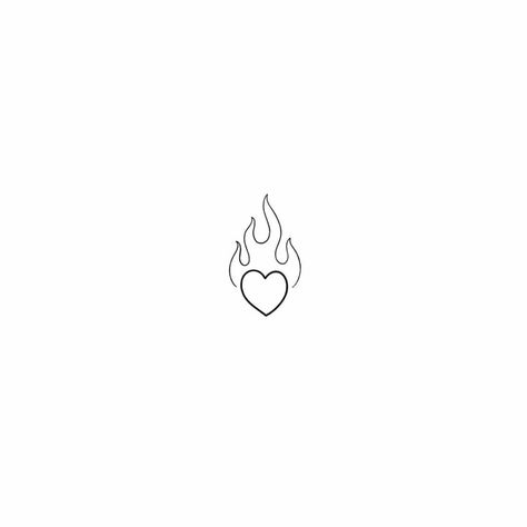 Tiny Fire Tattoo, Minimalist Flame Tattoo, Heart On Fire Tattoo Simple, Small Heart With Flames Tattoo, Heart With Fire Tattoo, Heart Fire Tattoo, Heart Flame Tattoo, Burning Heart Tattoo Minimal, Heart Tattoo Aesthetic