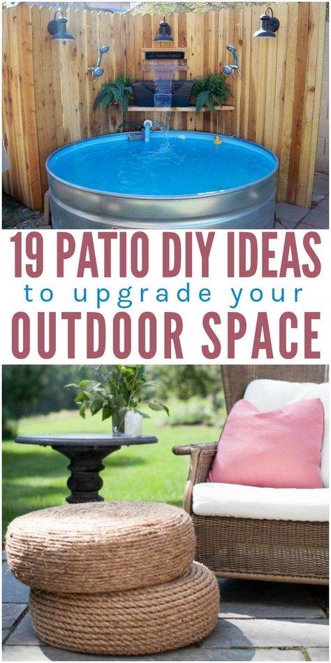 Looking for a few fun summer projects? Tackle one or more of these diy patio ideas! Most of these projects can be completed in just a few hours (or a day, easily), so they’re not too overwhelming for diy beginners. Time to grab the power tools and get started sprucing up your patio! Patio Diy Ideas, Fun Summer Projects, Enclosed Patio Ideas, Diy Patio Ideas, Patio Upgrade, Yard Ideas Cheap, Diy Backyard Patio, Outdoor Patio Diy, Cheap Backyard