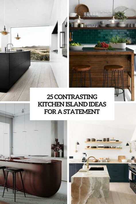 contrasting kitchen island ideas to make a statement cover Party Cabin, Contrasting Kitchen, Contrasting Kitchen Island, Statement Kitchen, Kitchen Island Ideas, Kitchen Redesign, Modern Kitchen Island, Kitchen Island With Seating, Kitchen Stand