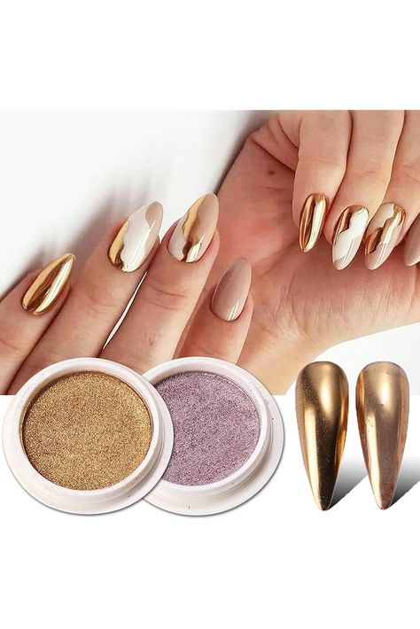 Chrome Nail Power Set, 6 Jars Metallic Chrome Nail Art Powder, Rose Gold Mirror Effect Pigment Glitter Dust Powder for Women DIY Manicure Nail Art Decorations Holographic Nail Art, Rose Gold Nail, Nail Art Gel Polish, Nail Art Powder, Chrome Nail Art, Chrome Nail Powder, Gel Polish Manicure, Manicure Nail Art, Chrome Nail