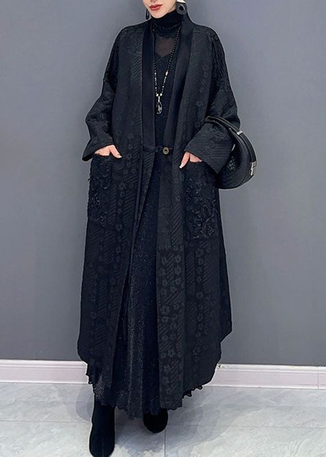 Mori Witch, Goth Outfit Ideas, Long Outer, Visual Clothing, Long Sleeve Outfits, Short Summer Dresses, Long Trench, Long Trench Coat, Half Sleeve Dresses